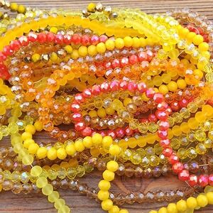 1000pcs (10 Strands) 4x3MM Glass Beads, orange yellow